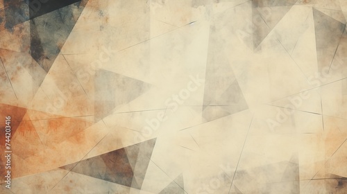 Grungy and grainy bleached abstract color background, made of intersecting geometric figures, vintage paper texture in square shape photo