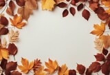 Autumn paper frame with white background leaves and copy space