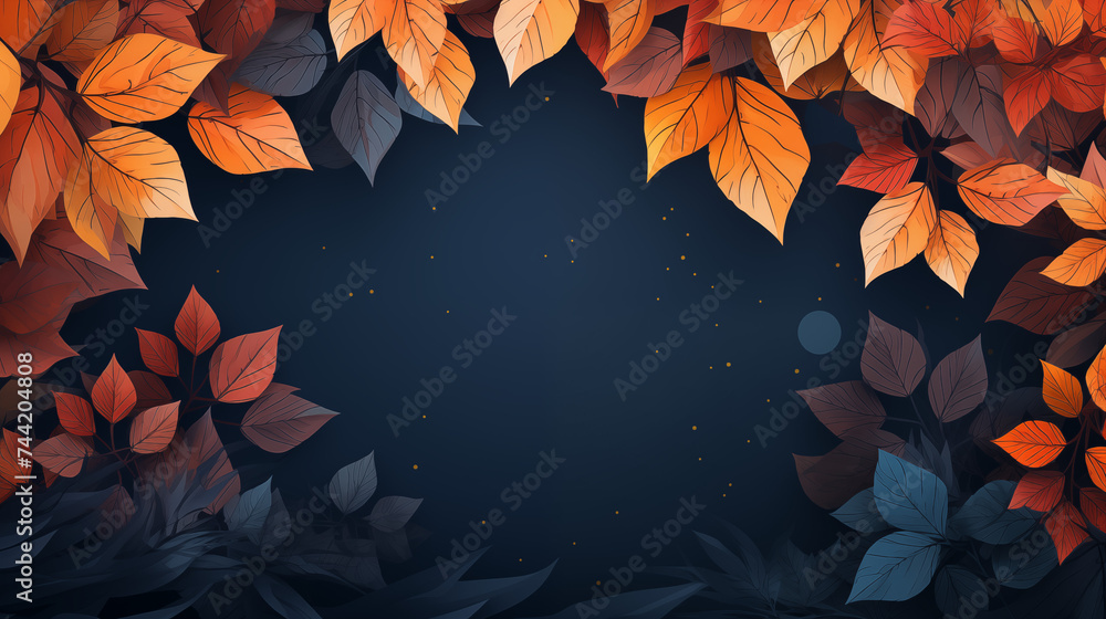 Autumnal Frame: Warm-Toned Leaves Encircling Darkness