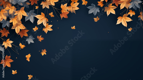 Harvest Hues: Rich Autumn Leaf Design on a Dark Canvas