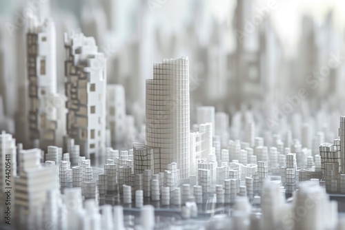 A Vibrant Metropolis Filled With Towering Skyscrapers, Graphic representation of the process of building skyscrapers using 3D printing, AI Generated