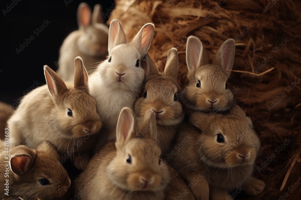 Obraz premium A heartwarming pile of cuddly bunnies huddled together