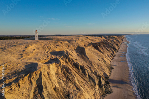 The lighthouse at Rubjerg Knude in north part of Jutland, Denmark