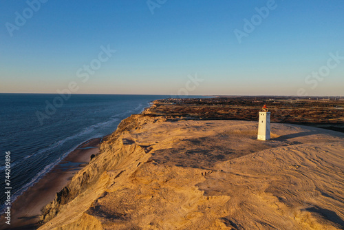 The lighthouse at Rubjerg Knude in north part of Jutland, Denmark