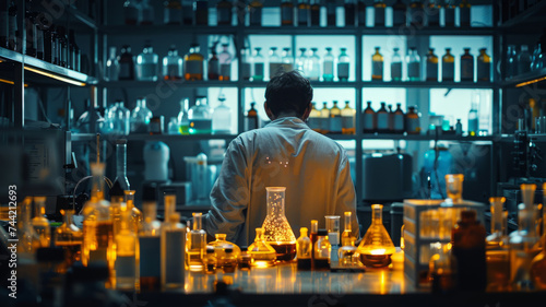 A male scientist working in a medical laboratory.