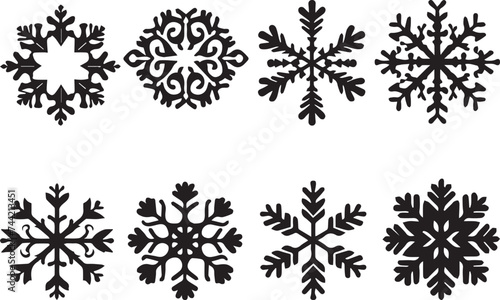 Snowflake Silhouettes EPS Snowflake Vector Snowflake Clipart