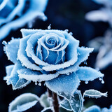 Blue rose in frost.