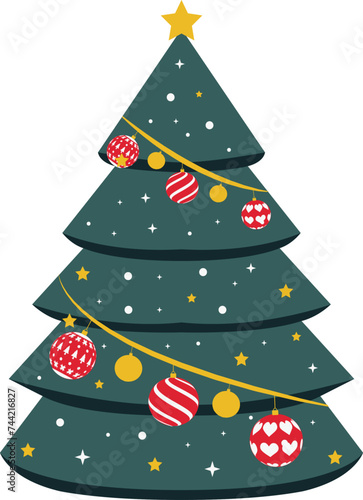 Christmas tree decoration illustration