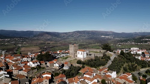 Medieval Belmonte Castle Overlooking Town, Portugal - aerial panoramic photo