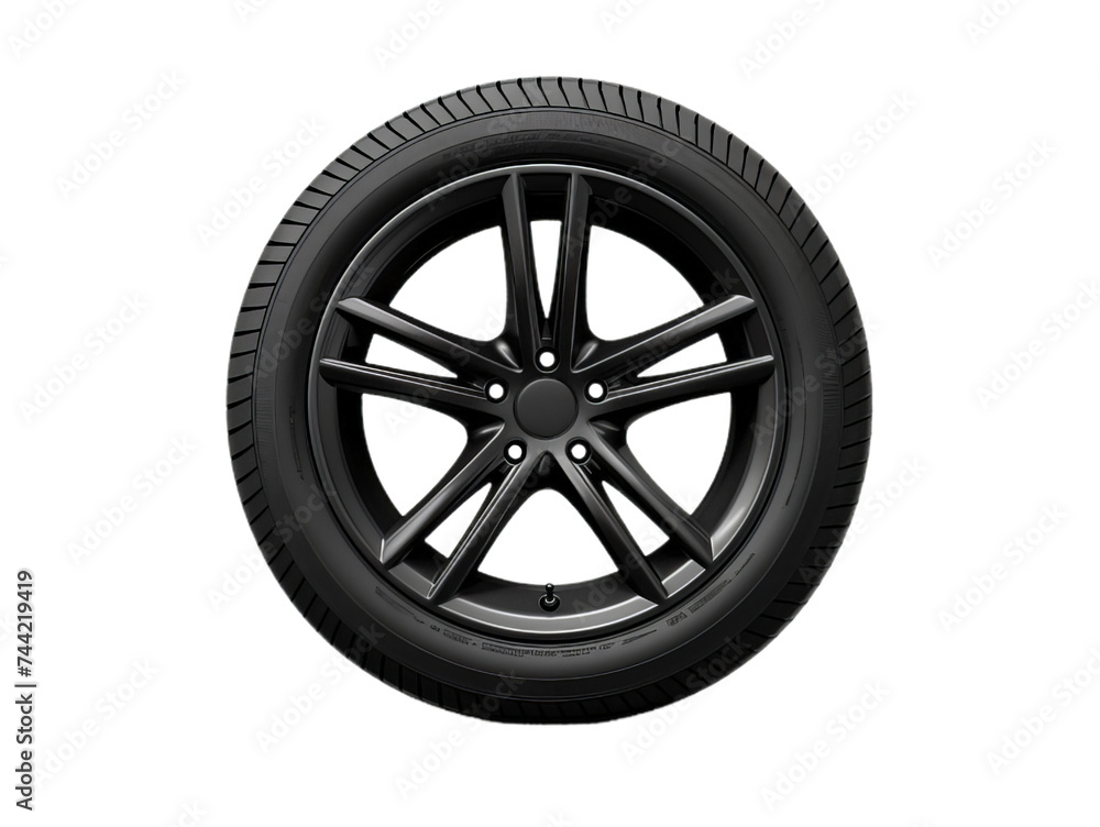 A  car tyre with disc isollated on the transparent background