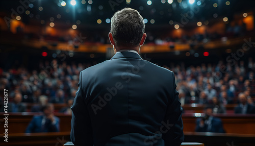 Politician addressing the people during the presidential election