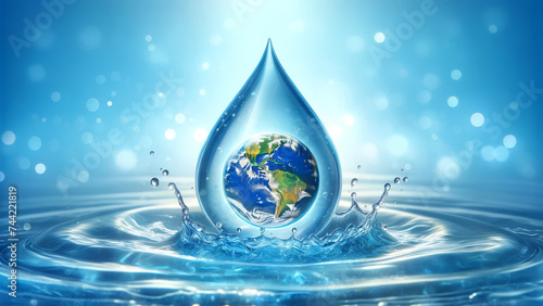 Hydration and Ecology Concept with Earth Water Droplet