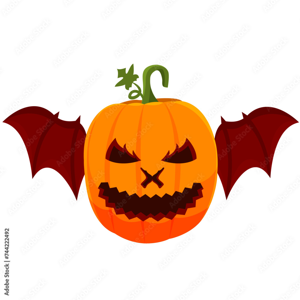 Halloween pumpkin with bat wings