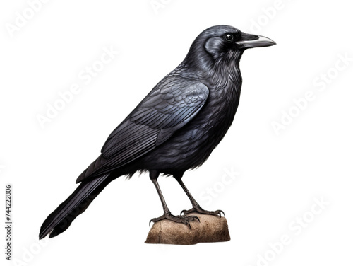 Black bird (Corvus frugilegus) isollated on the transparent background