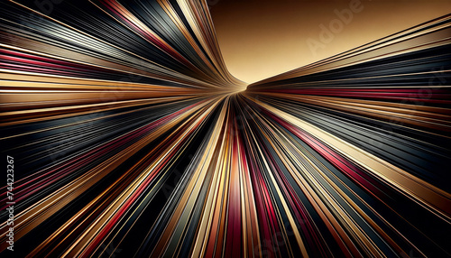 Abstract Warp Speed Lines in Golden Black Red Hues