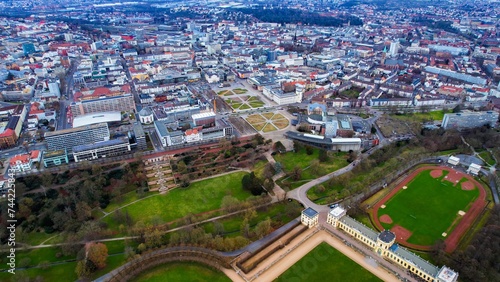 Aerial of the downtown in Kassel in Hesse, Germany on a sunny day in autumn © GDMpro S.R.O