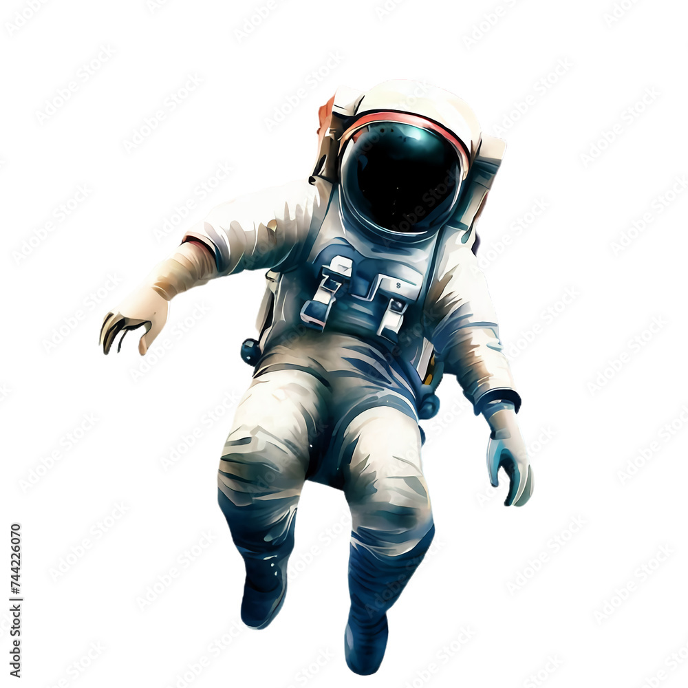 Illustration d'un Astronaute - Style Aquarelle Réaliste - Fond Blanc - Généré par IA
