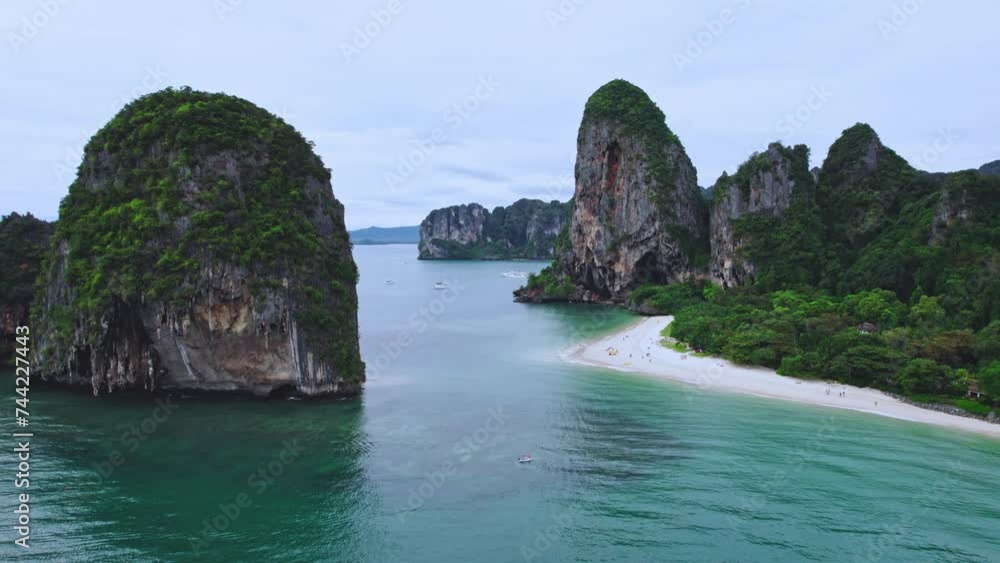 Scenic Views Over Phra Nang Beach in Railay, Thailand from an Aerial Drone. Scenic Views Over Phra Nang Beach in Railay, Thailand from an Aerial Drone.