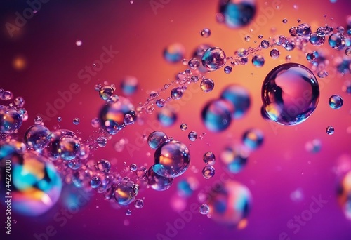 Abstract pc desktop wallpaper background with flying bubbles on a colorful pink background