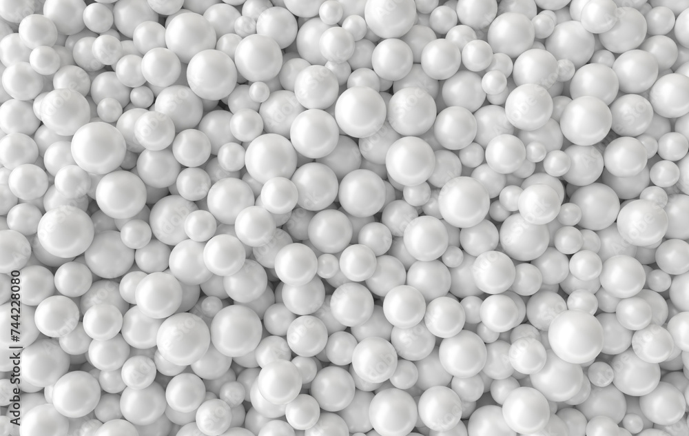 Abstract 3d rendering geometric background with white pearl spheres, beads Abstract 3d rendering geometric background with white pearl spheres, beads