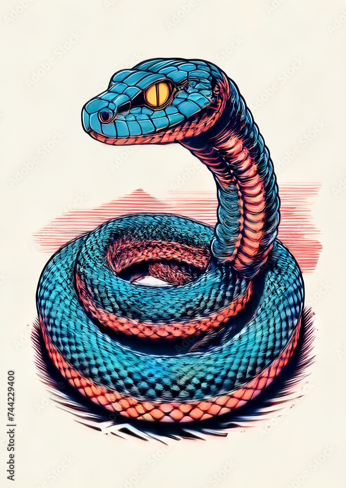 Naklejka premium snake on a white background