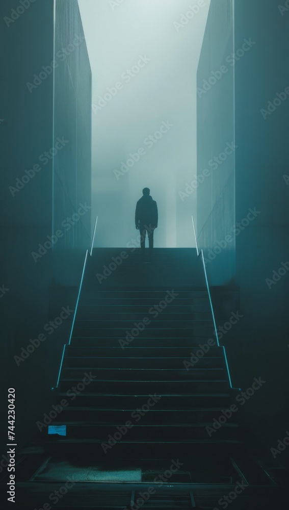 abstract architecture concept image with human silhouette.