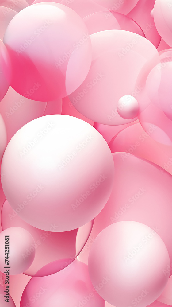 abstract background with circle pink glass and spheres