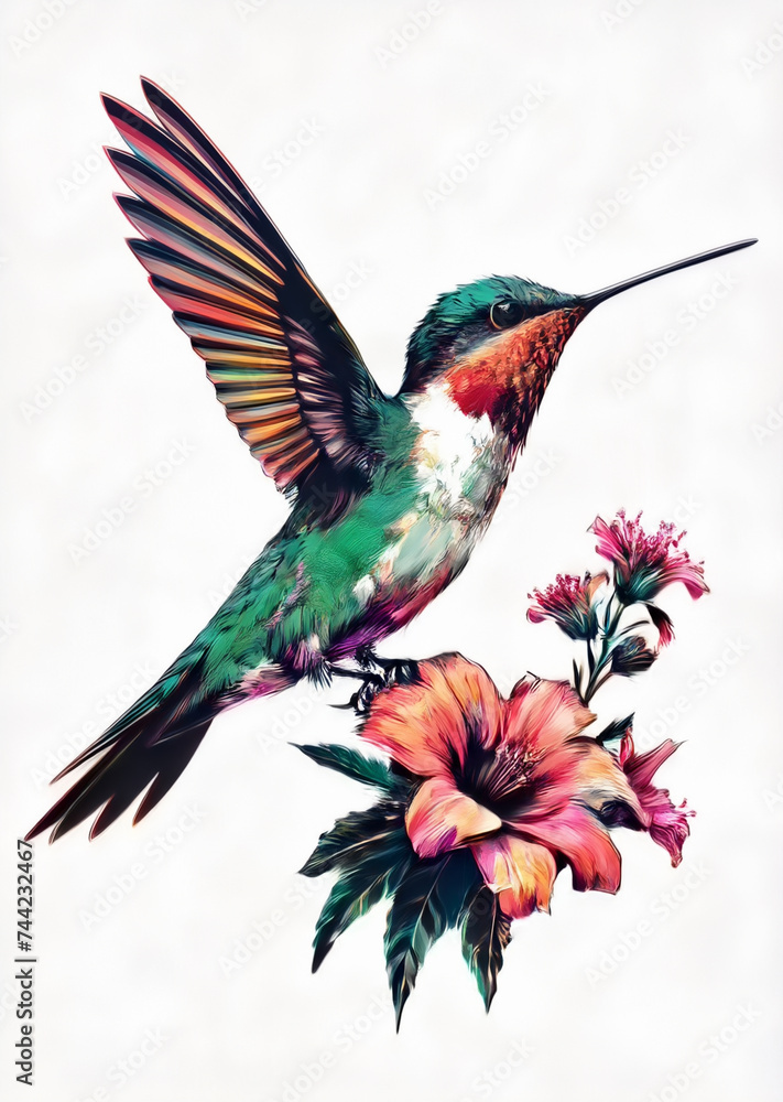 Fototapeta premium hummingbird and flower