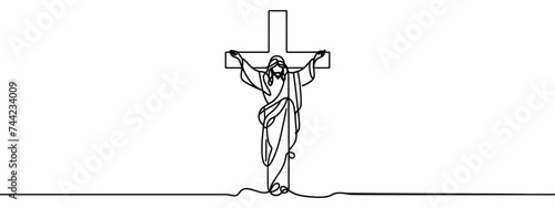 continuous line of Jesus christ.one line drawing of the Lord jesus being overtaken.line art of the event of the crucifixion of jesus christ