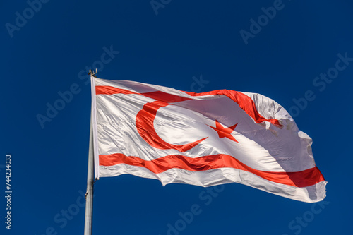 Photography North Cyprus flag on a sunny winter day 7
