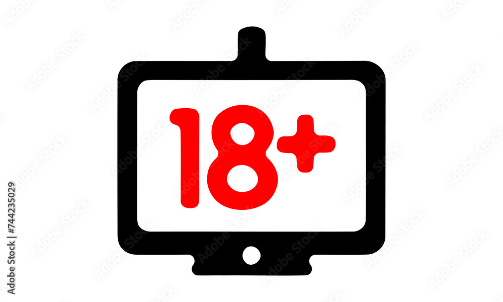 Under 18 sign warning symbol. Over 18 only censored. Eighteen age older forbidden adult content. Under 18 sign warning symbol. Over 18 only censored. Eighteen age older forbidden adult content.