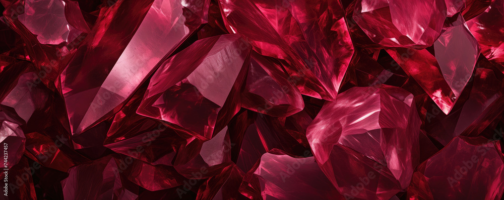 Dark red crystals, closeup macro detail - abstract crystalline background. Generative AI Dark red crystals, closeup macro detail - abstract crystalline background. Generative AI