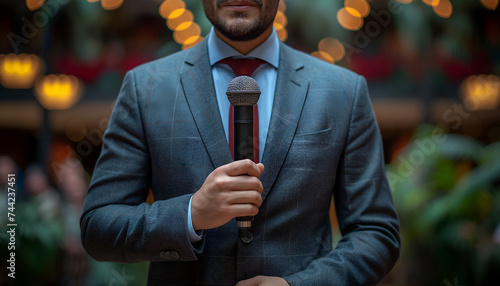 Journalist Reporting Live from the Political Event Venue