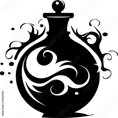 Digital illustration of a magical potion jar on a white background