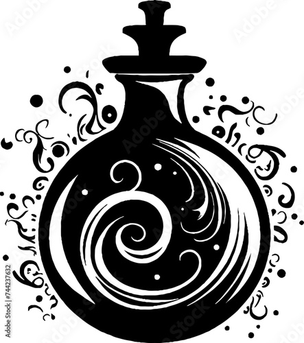 Digital illustration of a magical potion jar on a white background