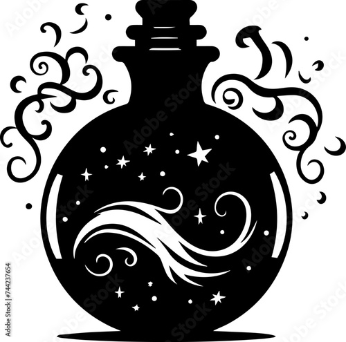 Digital illustration of a magical potion jar on a white background