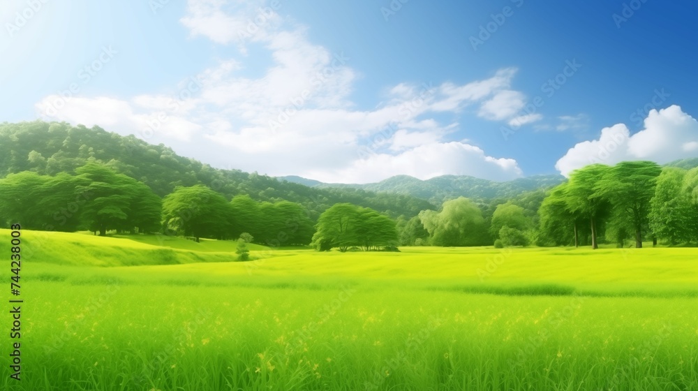 Fototapeta premium 爽やかな草原の背景（Generative AI）