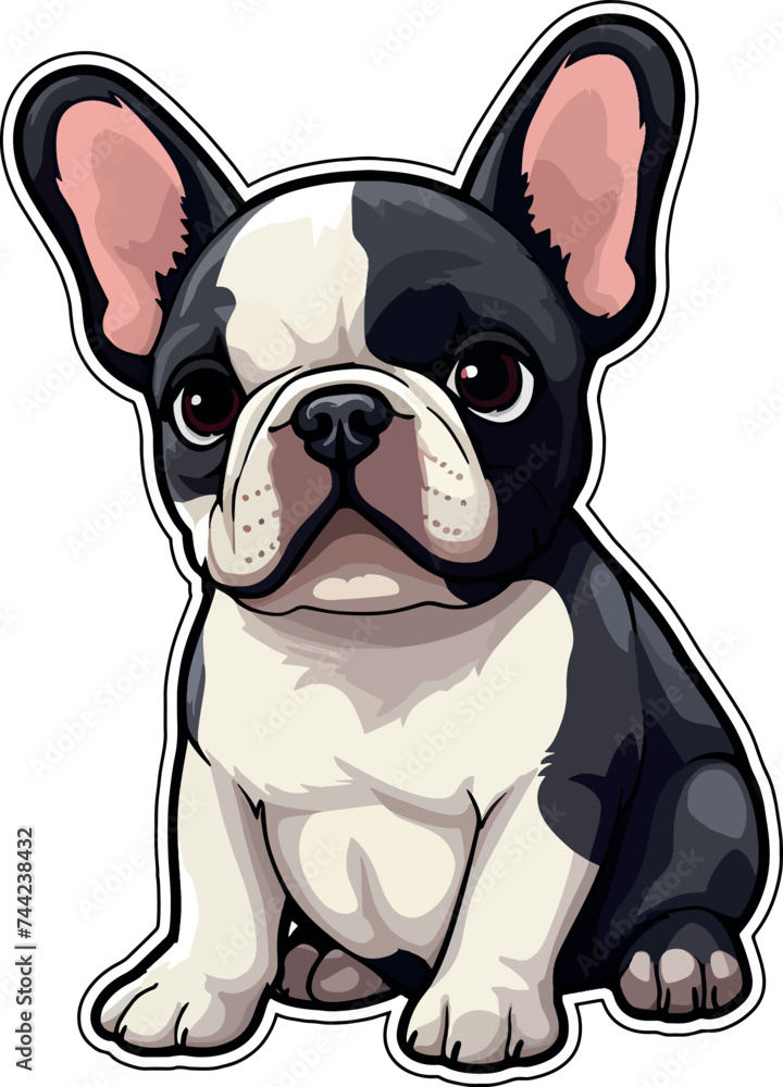 Illustration of an adorable French Bulldog, with a white background