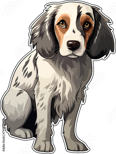 Illustration of an adorable English Setter with a white background