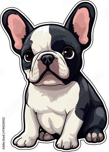 Illustration of an adorable French Bulldog, with a white background © Wirestock