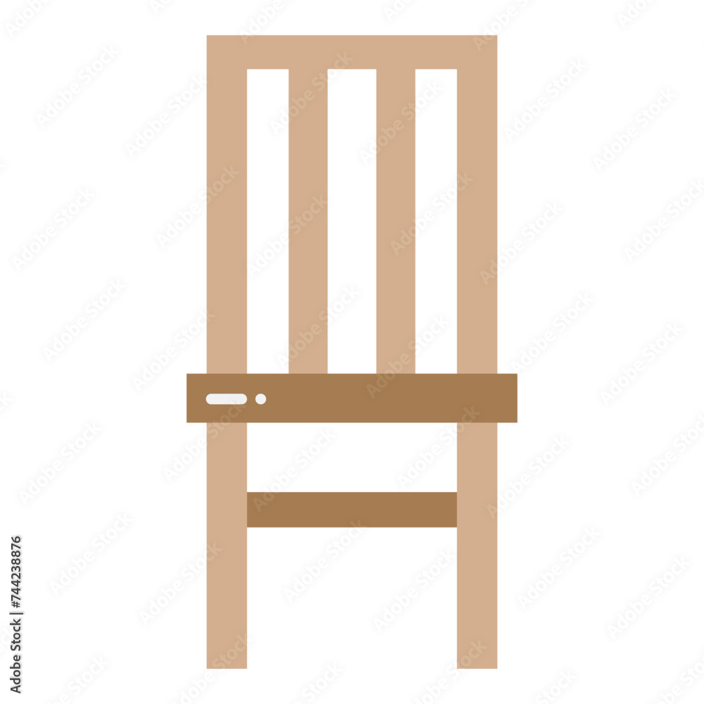 Illustration of Wooden Chair design Flat Icon
