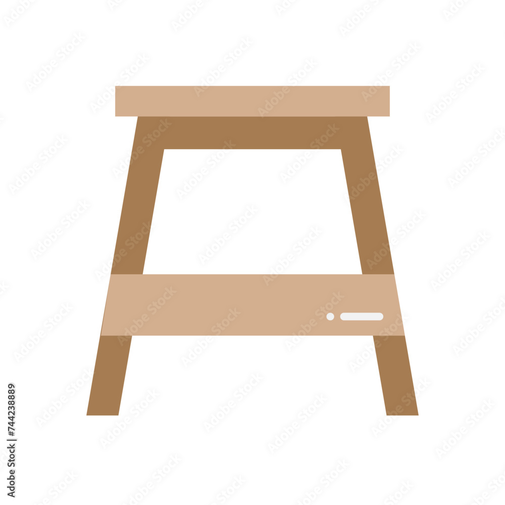 Illustration of Wooden Chair design Flat Icon Illustration of Wooden Chair design Flat Icon