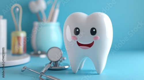 animation of a tooth, with a smile, concept of good oral health generative ai