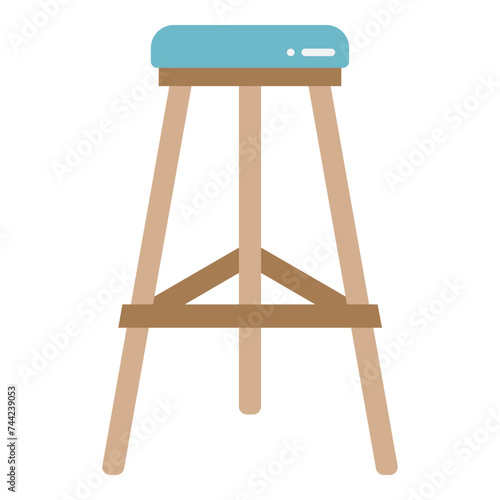 Illustration of Wooden Chair design Flat Icon