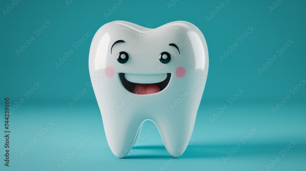animation of a tooth, with a smile, concept of good oral health generative ai animation of a tooth, with a smile, concept of good oral health generative ai