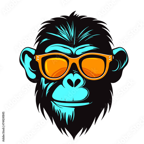 monkey wearing sunglasses. Vector illustration isolated on white background.