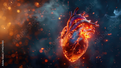 fiery human heart background 