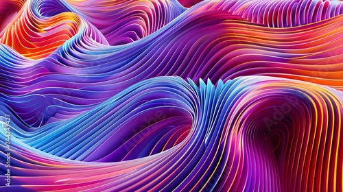3D rendering abstract background with holographic twisted shapes in motion background
