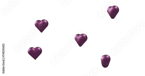 Image of purple hearts moving on white background