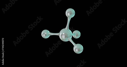 Image of micro of molecules model over black background